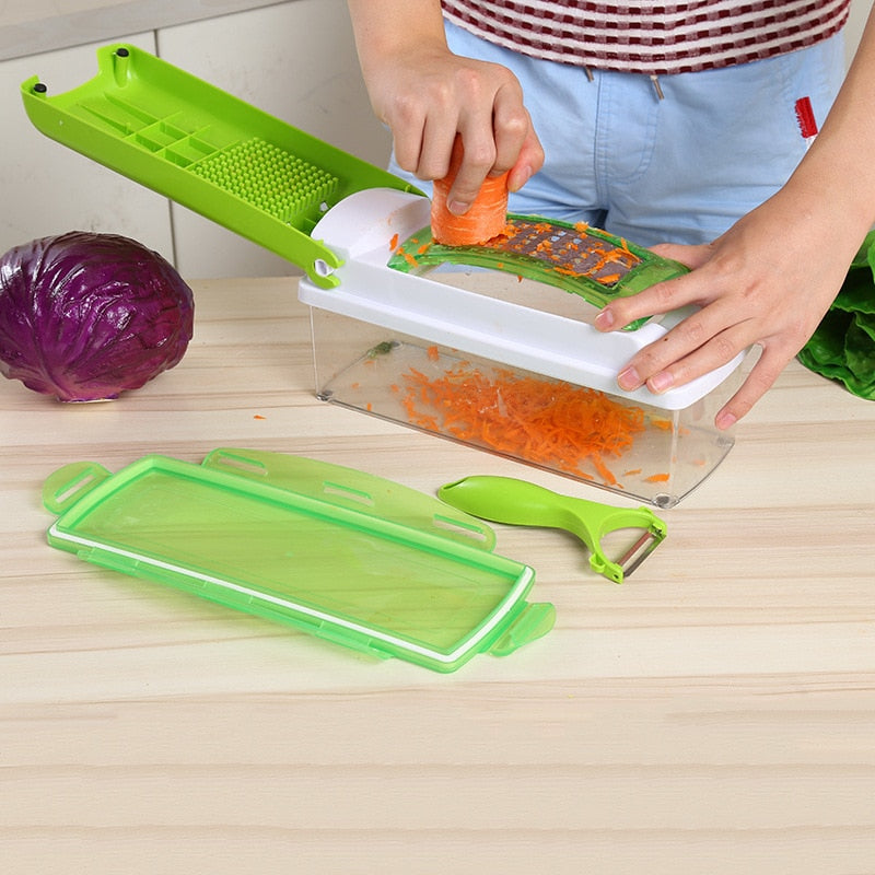 12-Piece Nicer Dicer Plus Multi-Function Kitchen Tool for Vegetables, Fruits, and Food Slicing