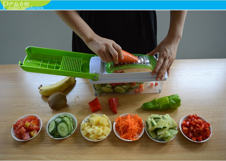 12-Piece Nicer Dicer Plus Multi-Function Kitchen Tool for Vegetables, Fruits, and Food Slicing