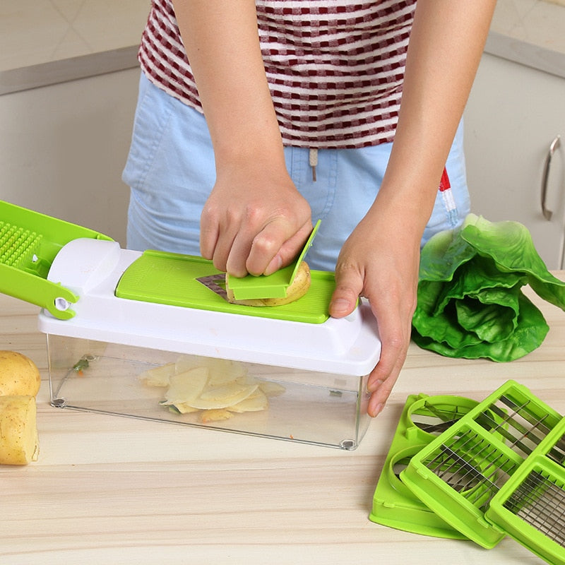 12-Piece Nicer Dicer Plus Multi-Function Kitchen Tool for Vegetables, Fruits, and Food Slicing